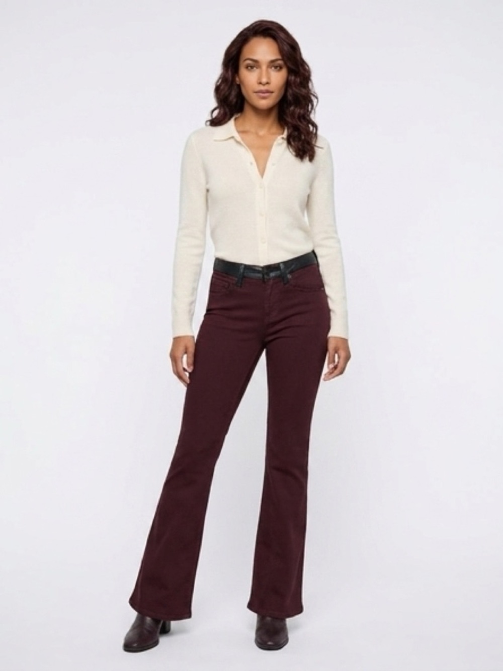 Y2K Boho Retro hippie Maroon Cotton twill‎ flare pants, Rag & Bone Elephant Bell